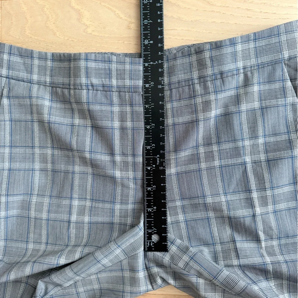Theory Crop Plaid Grey/ Blue Pants Wool Blend Size 2